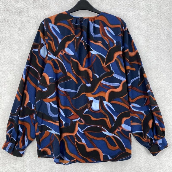Nine West Blouse Womens XXL Button Up Geometric Career Flowy Top - Picture 2 of 16